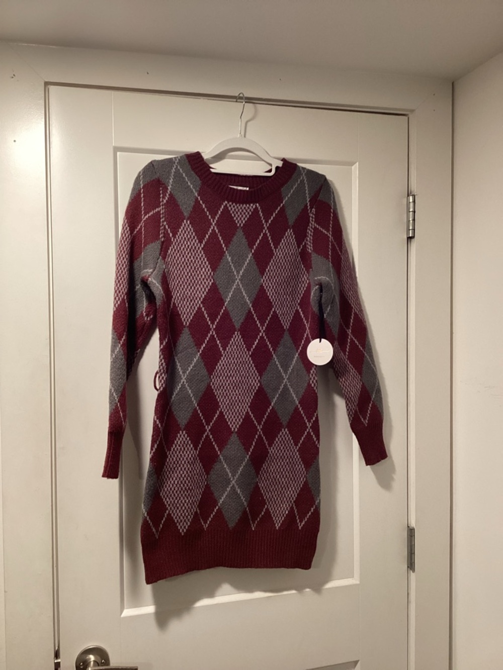 NWT KCK Apparel Size M Knit Sweater Dress -‎ Burgundy & Gray